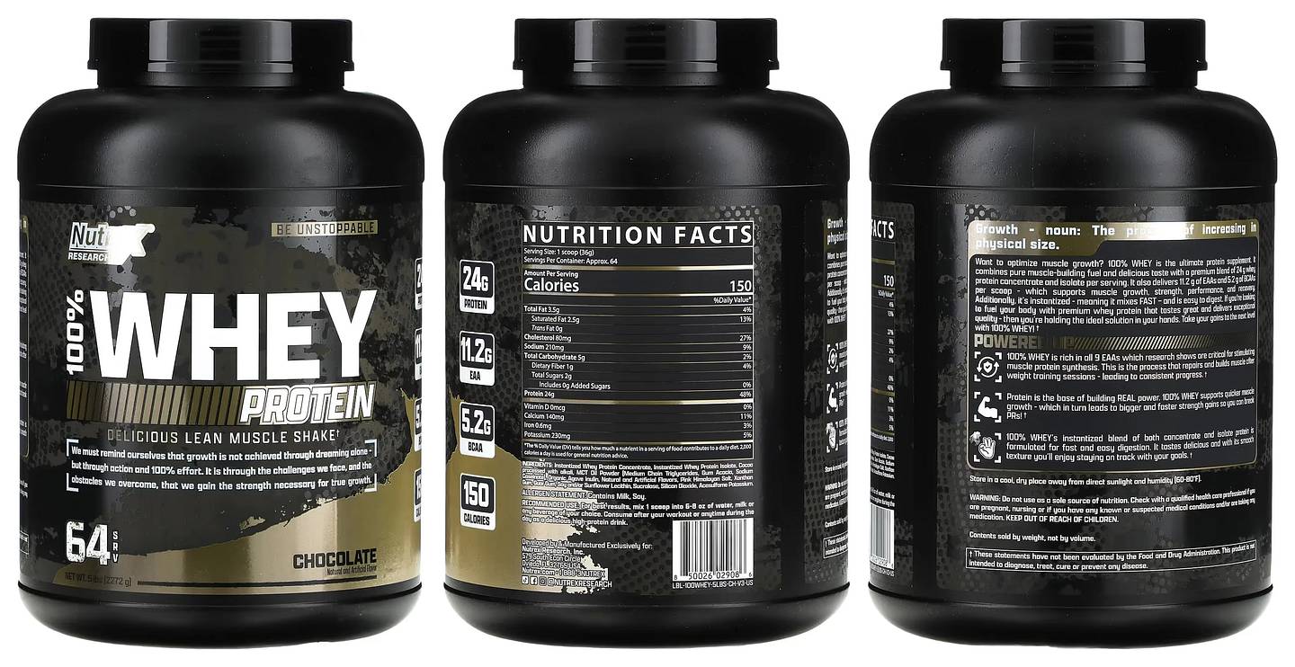 Nutrex Research, 100% Premium Whey Protein packaging