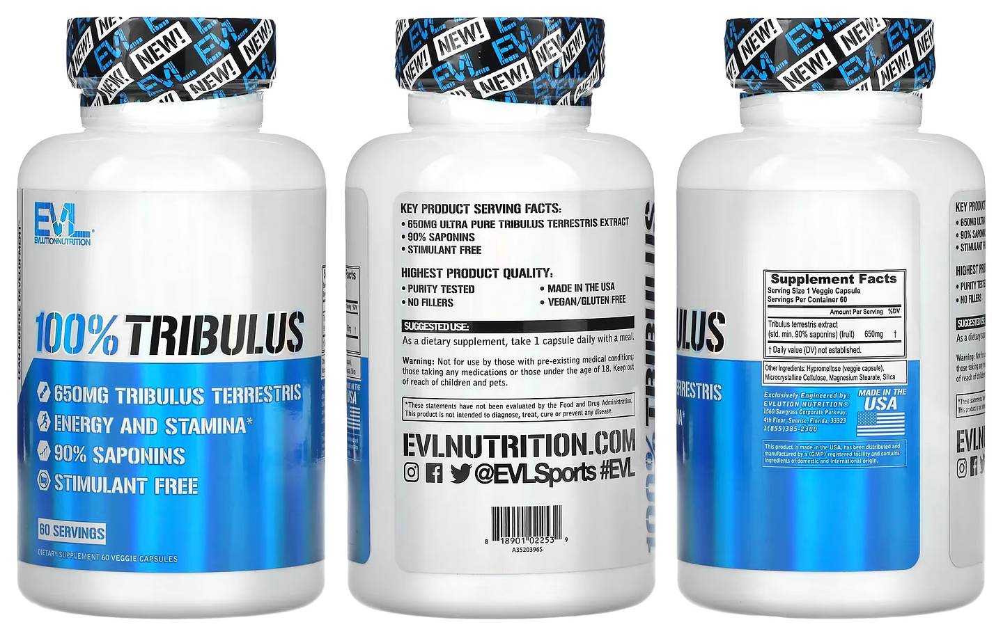 EVLution Nutrition, 100% Tribulus packaging