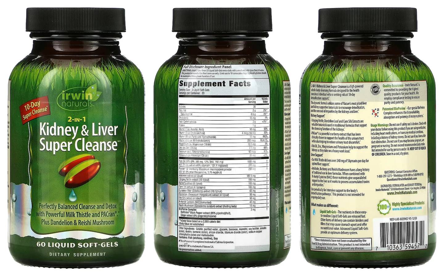 Irwin Naturals, 2 in 1 Kidney & Liver Super Cleanse packaging