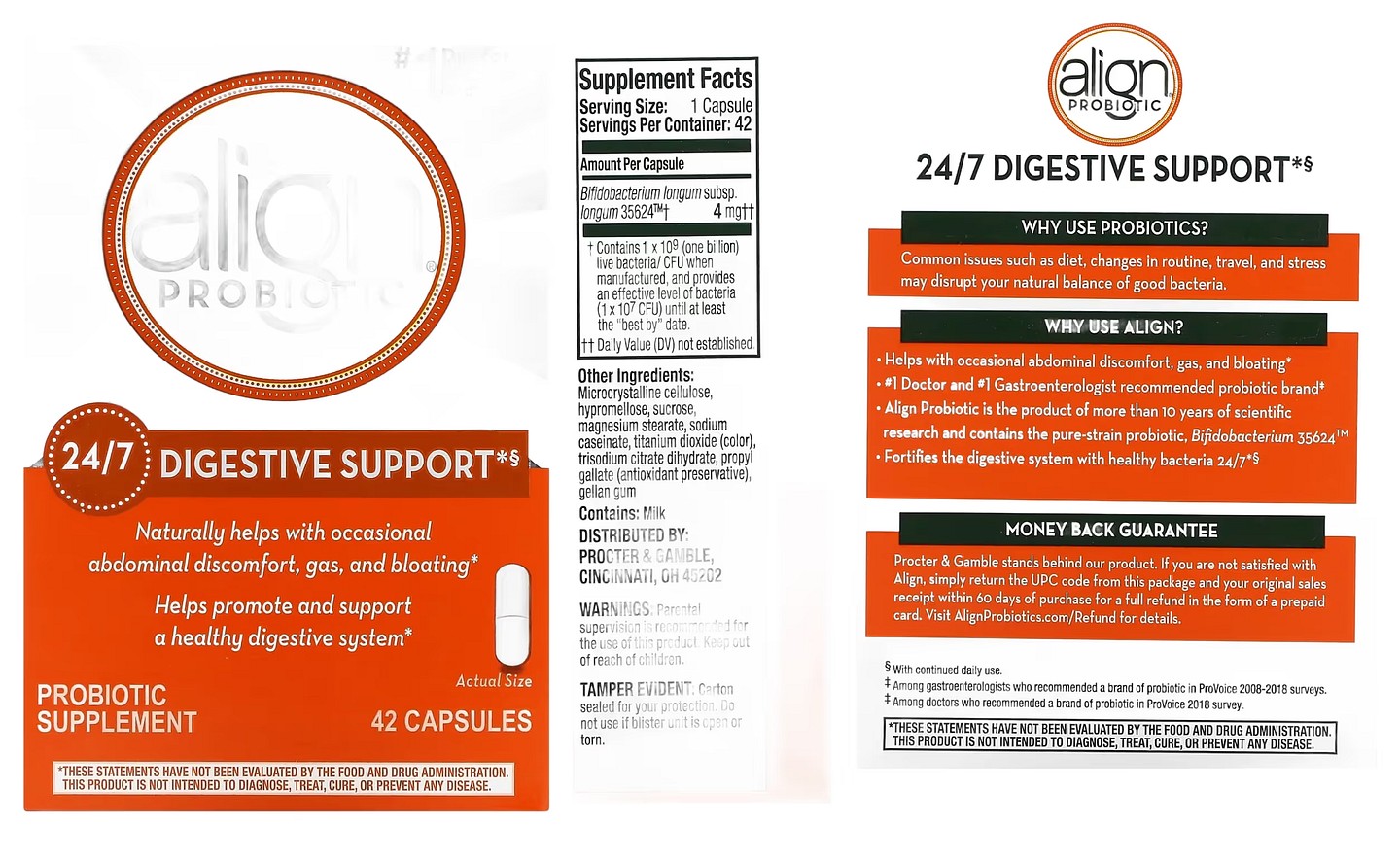 Align Probiotics, 24/7 Digestive Support packaging