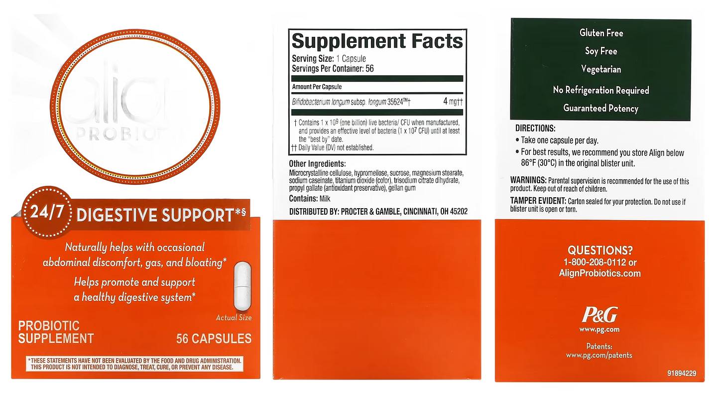 Align Probiotics, 24/7 Digestive Support packaging