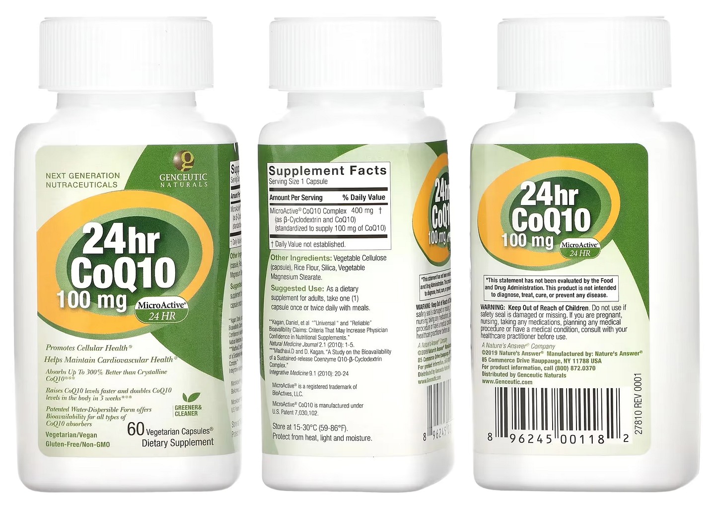 Genceutic Naturals, 24hr CoQ10 packaging