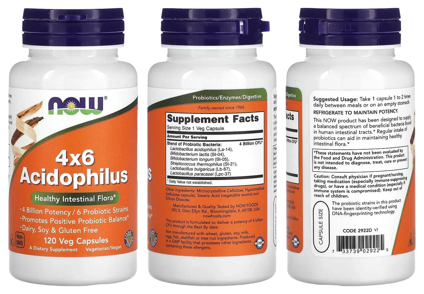 NOW Foods, 4x6 Acidophilus packaging