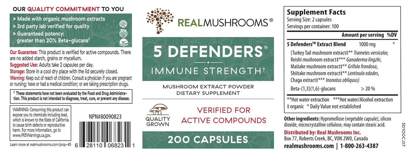 Real Mushrooms, 5 Defenders label