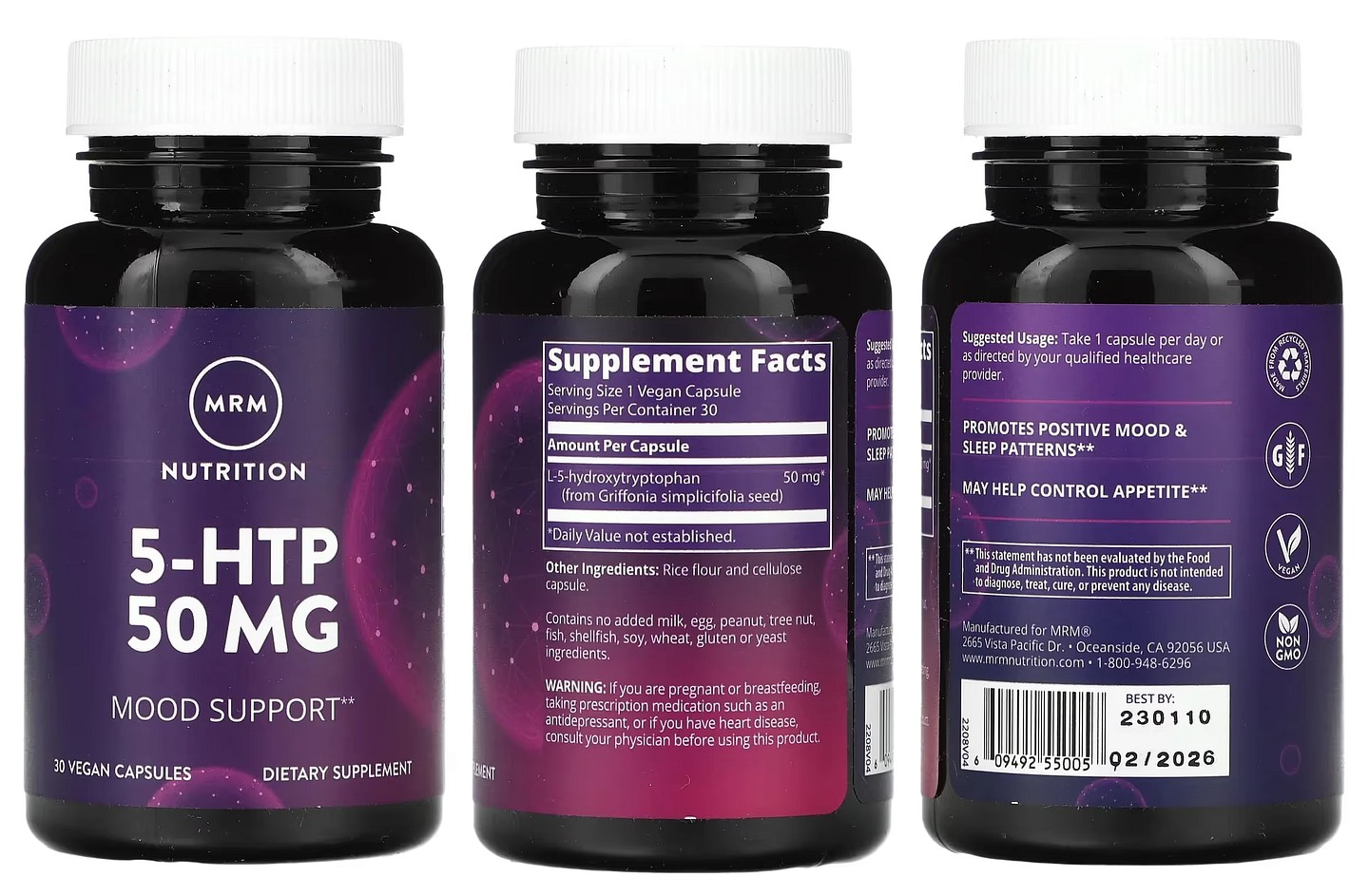 MRM Nutrition, 5-HTP packaging