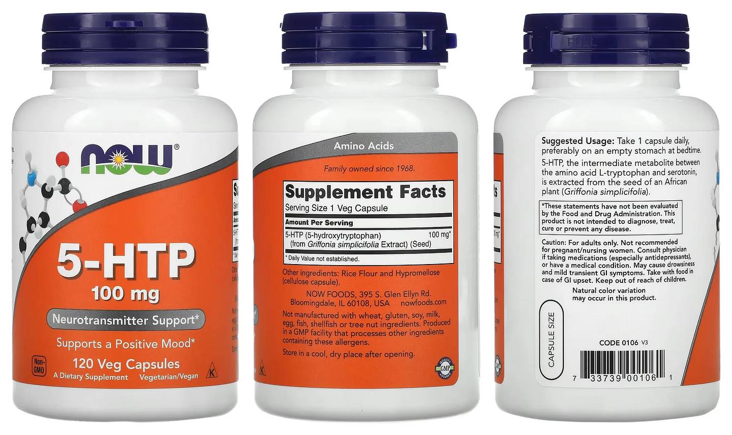 NOW Foods, 5-HTP packaging