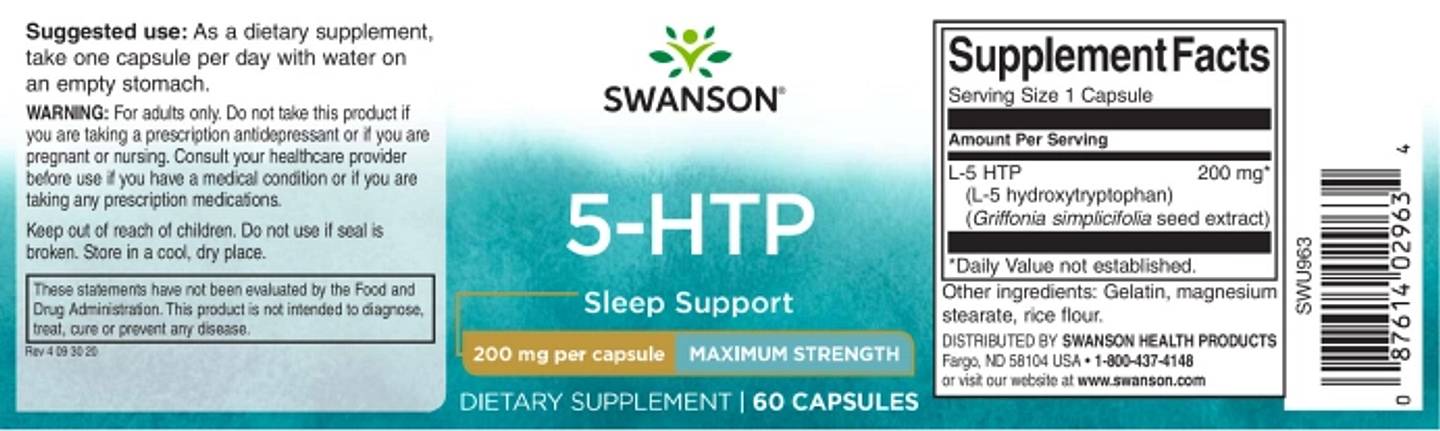 Swanson, 5-HTP label