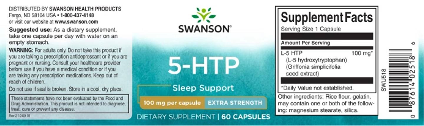 Swanson, 5-HTP label