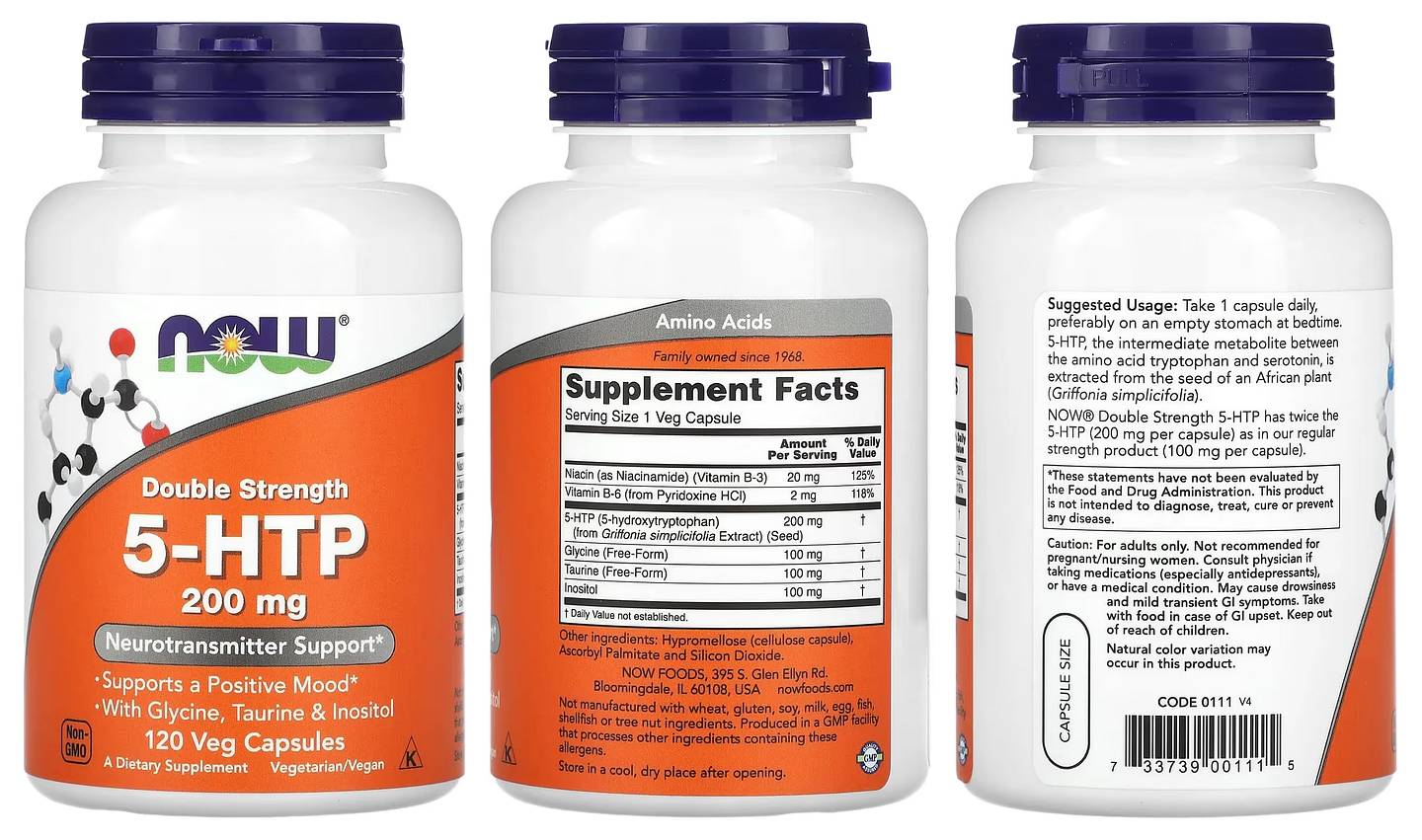 NOW Foods, 5-HTP packaging