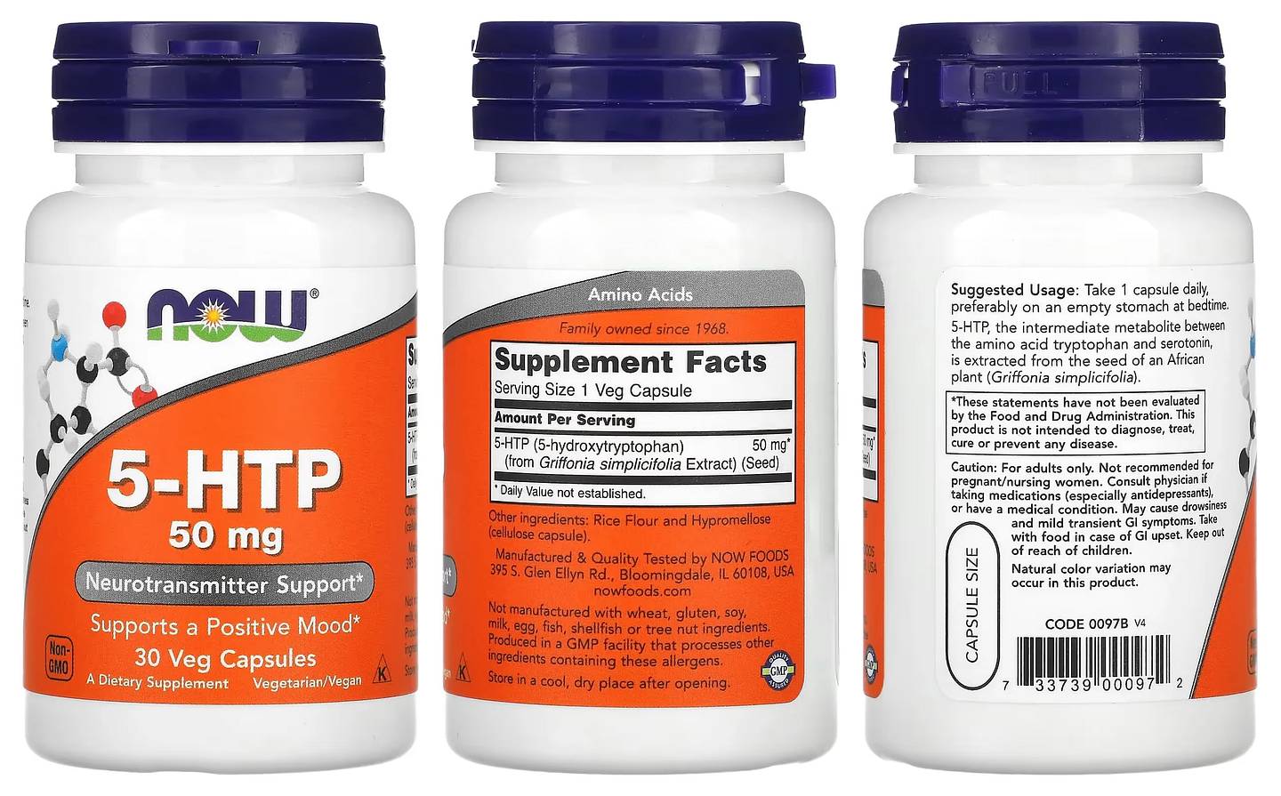 NOW Foods, 5-HTP packaging