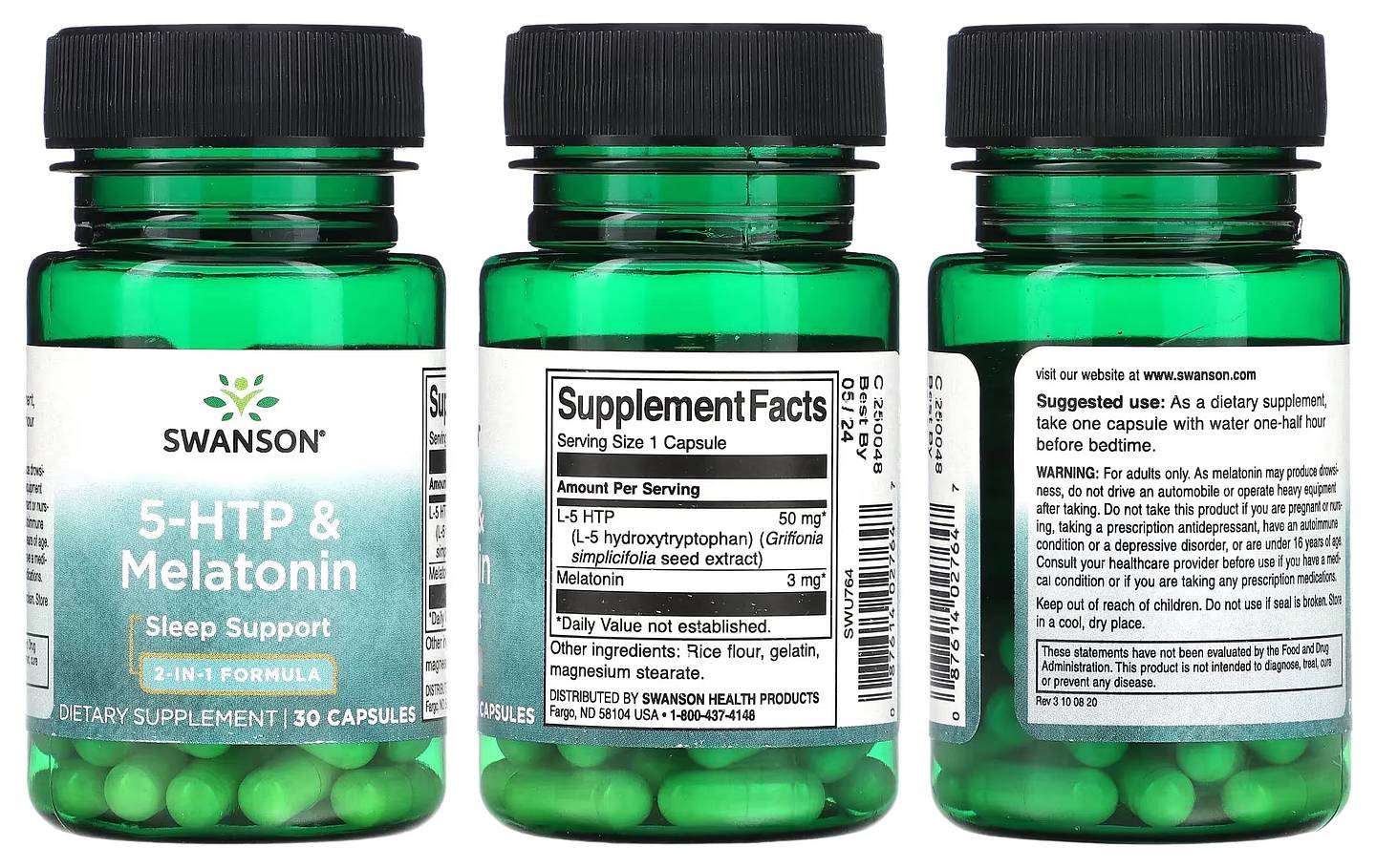 Swanson, 5-HTP & Melatonin packaging