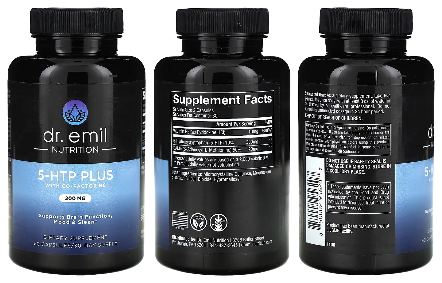 Dr. Emil Nutrition, 5-HTP Plus with Co-Factor B6 packaging