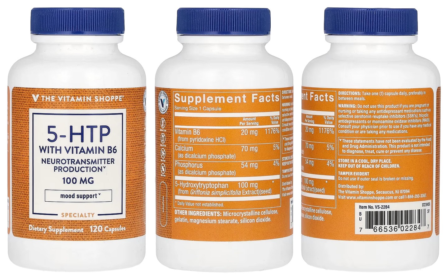 The Vitamin Shoppe, 5-HTP With Vitamin B6 packaging
