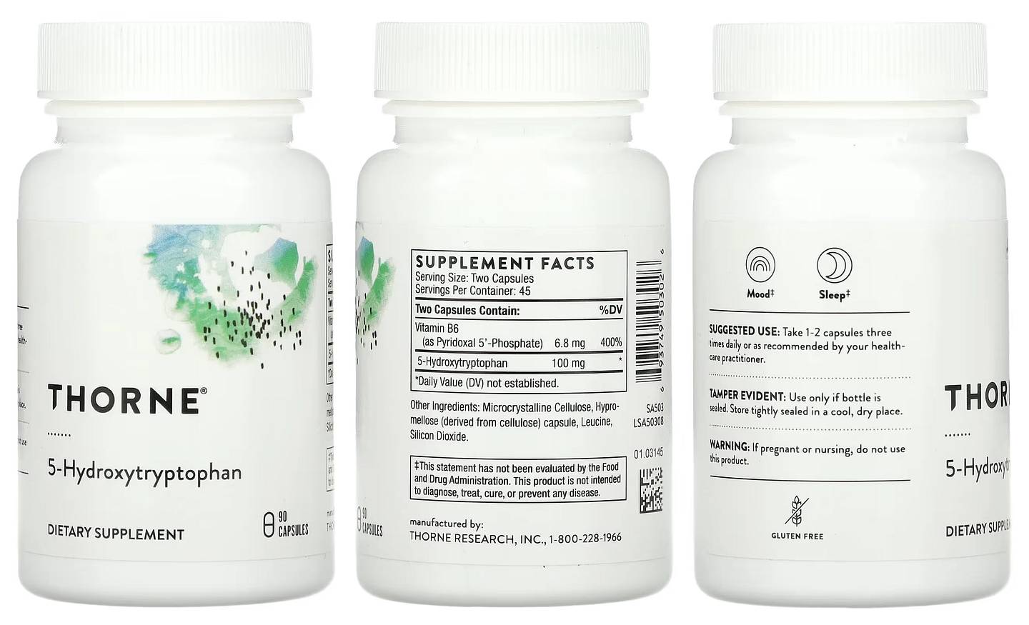 Thorne, 5-Hydroxytryptophan packaging