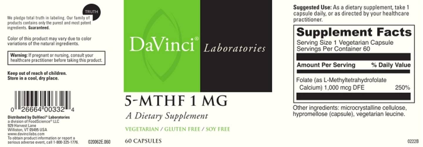 DaVinci Laboratories of Vermont, 5-MTHF label