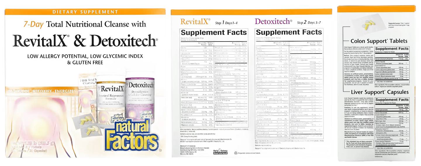 Natural Factors, 7-Day Total Nutritional Cleansing with RevitalX & Detoxitech packaging