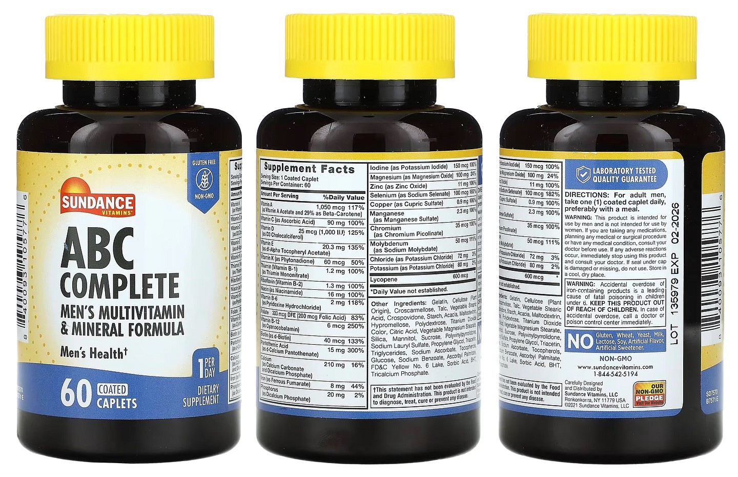 Sundance Vitamins, ABC Complete Men's Multivitamin & Mineral Formula packaging