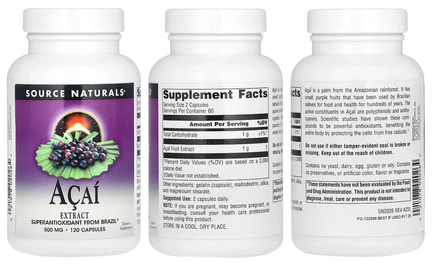 Source Naturals, Acai Extract packaging