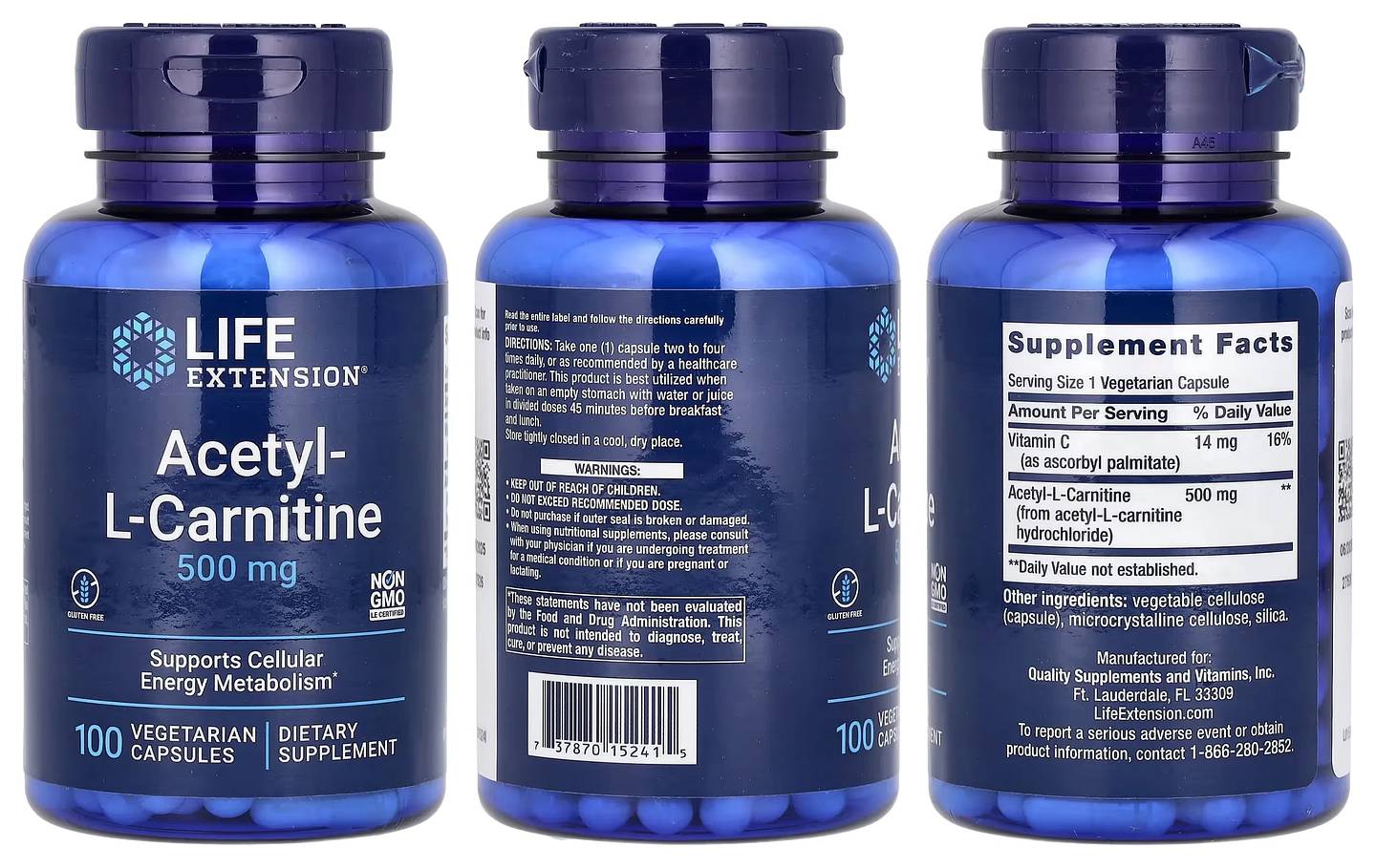 Life Extension, Acetyl-L-Carnitine packaging