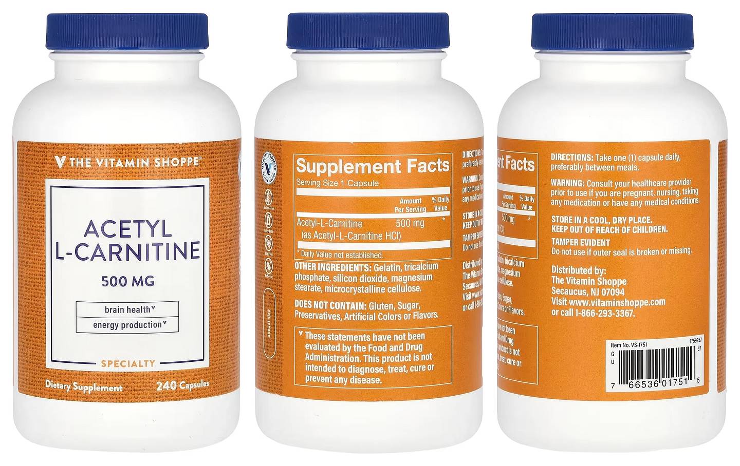 The Vitamin Shoppe, Acetyl L-Carnitine packaging