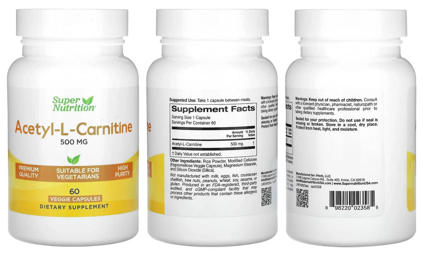 Super Nutrition, Acetyl-L-Carnitine packaging