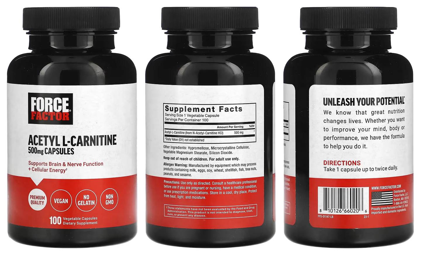 Force Factor, Acetyl L-Carnitine packaging