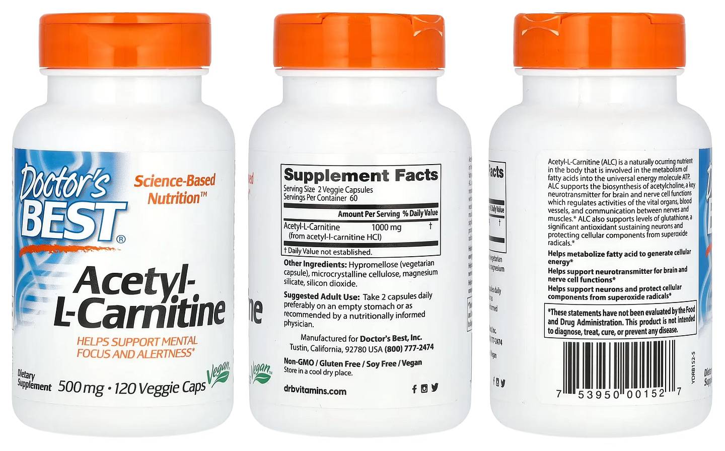 Doctor's Best, Acetyl-L-Carnitine packaging