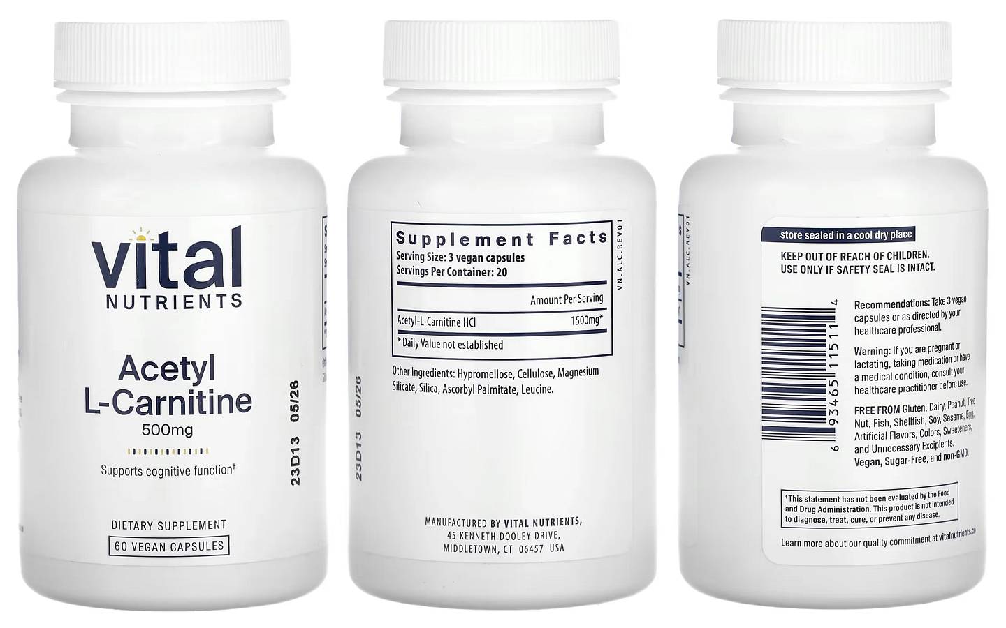 Vital Nutrients, Acetyl L-Carnitine packaging