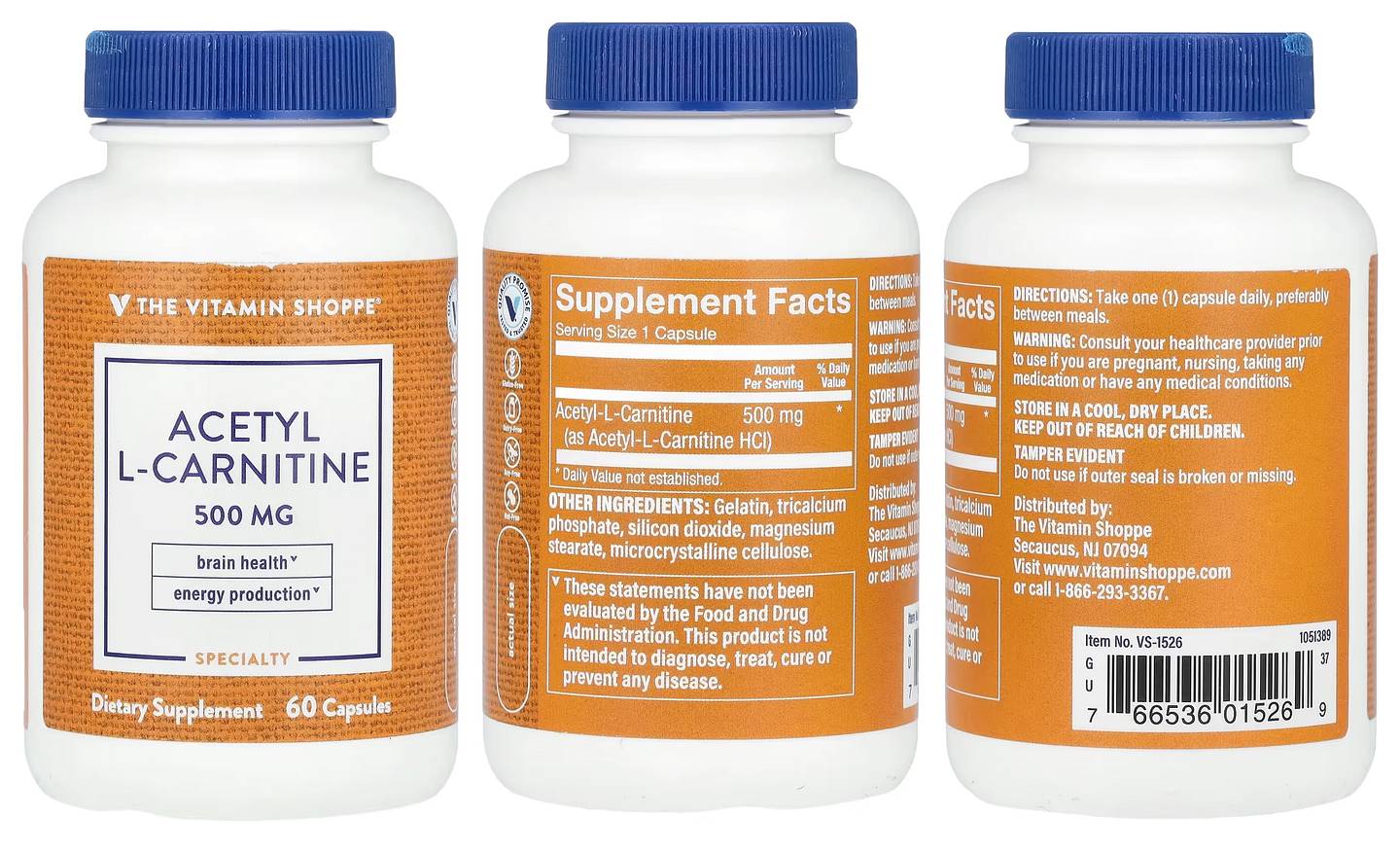 The Vitamin Shoppe, Acetyl L-Carnitine packaging