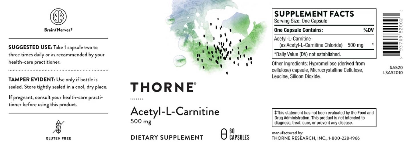 Thorne, Acetyl-L-Carnitine label