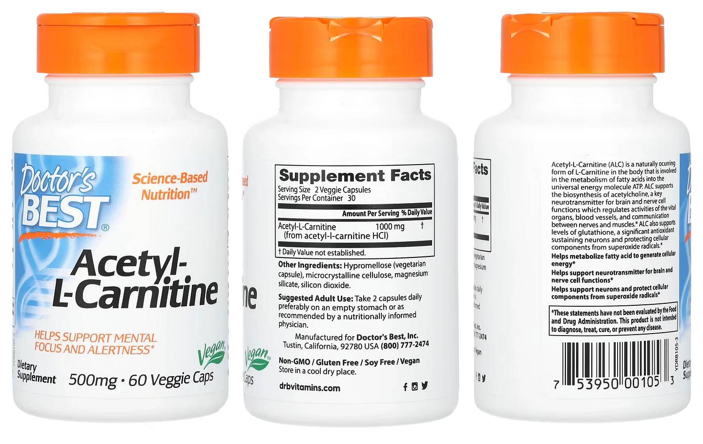Doctor's Best, Acetyl-L-Carnitine packaging