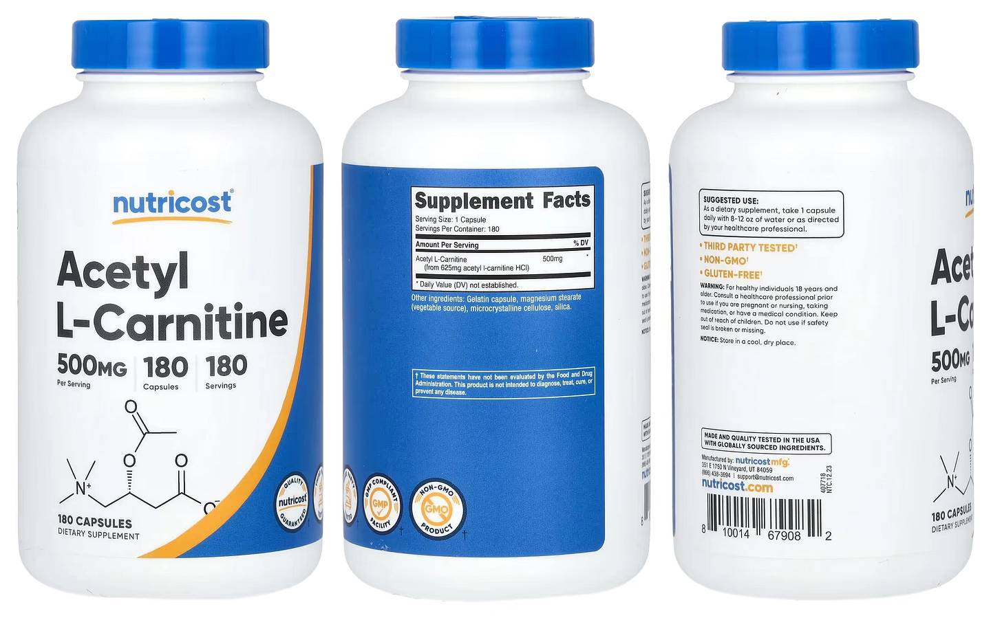 Nutricost, Acetyl L-Carnitine packaging