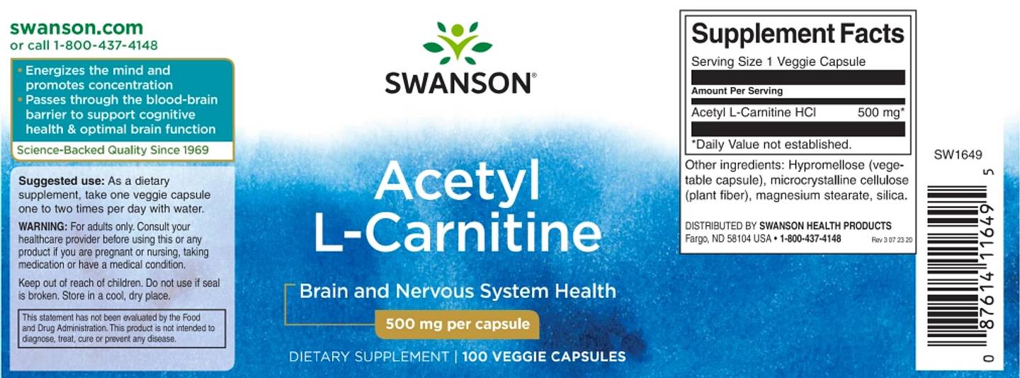 Swanson, Acetyl L-Carnitine label