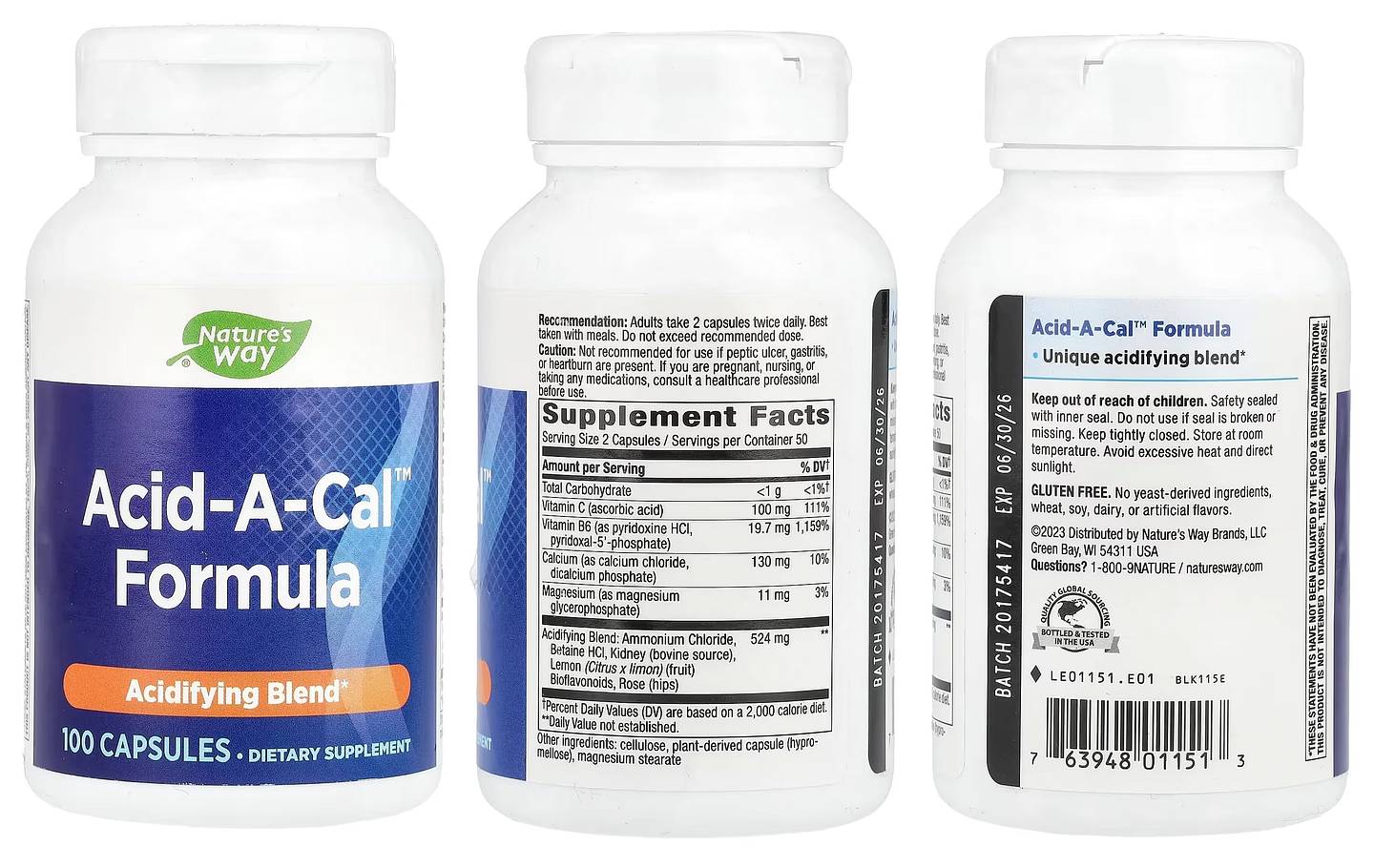 Nature's Way, Acid-A-Cal™ Formula packaging