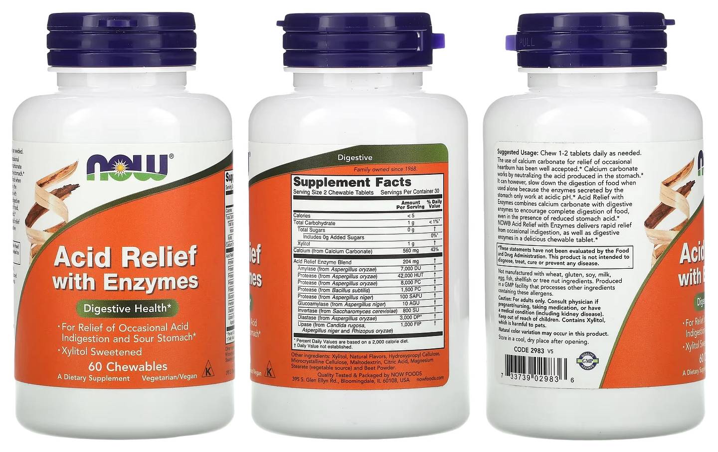 NOW Foods, Acid Relief with Enzymes packaging