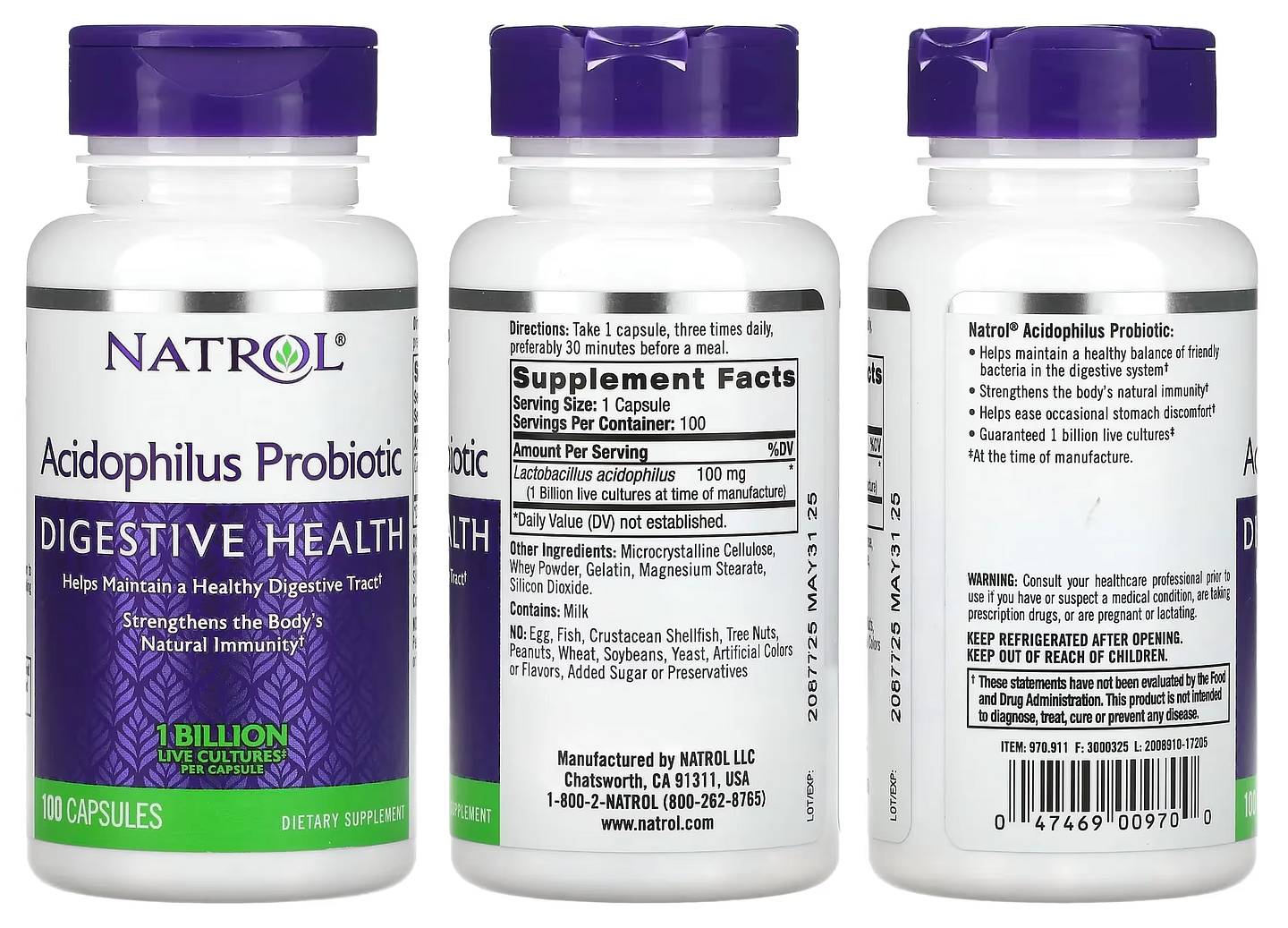 Natrol, Acidophilus Probiotic packaging