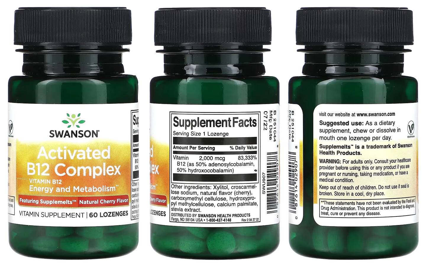 Swanson, Activated B12 Complex packaging