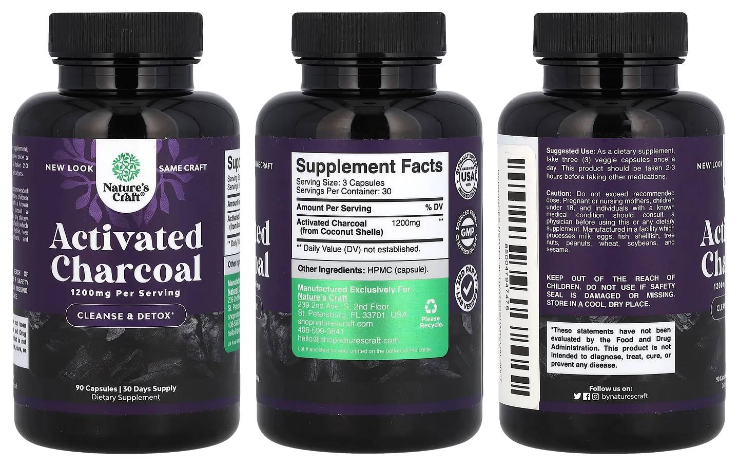 Nature's Craft, Activated Charcoal packaging