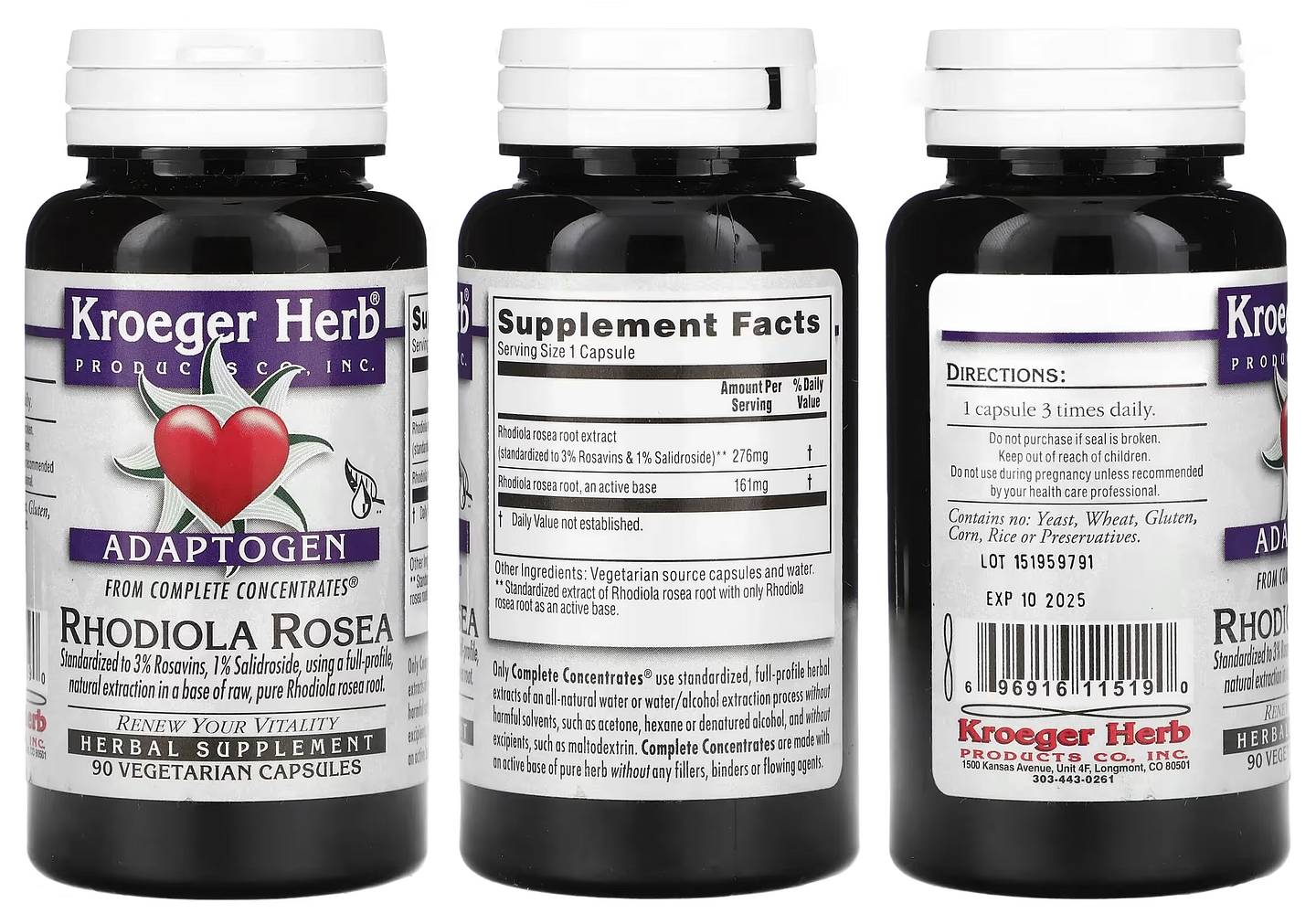 Kroeger Herb Co, Adaptogen Rhodiola Rosea packaging