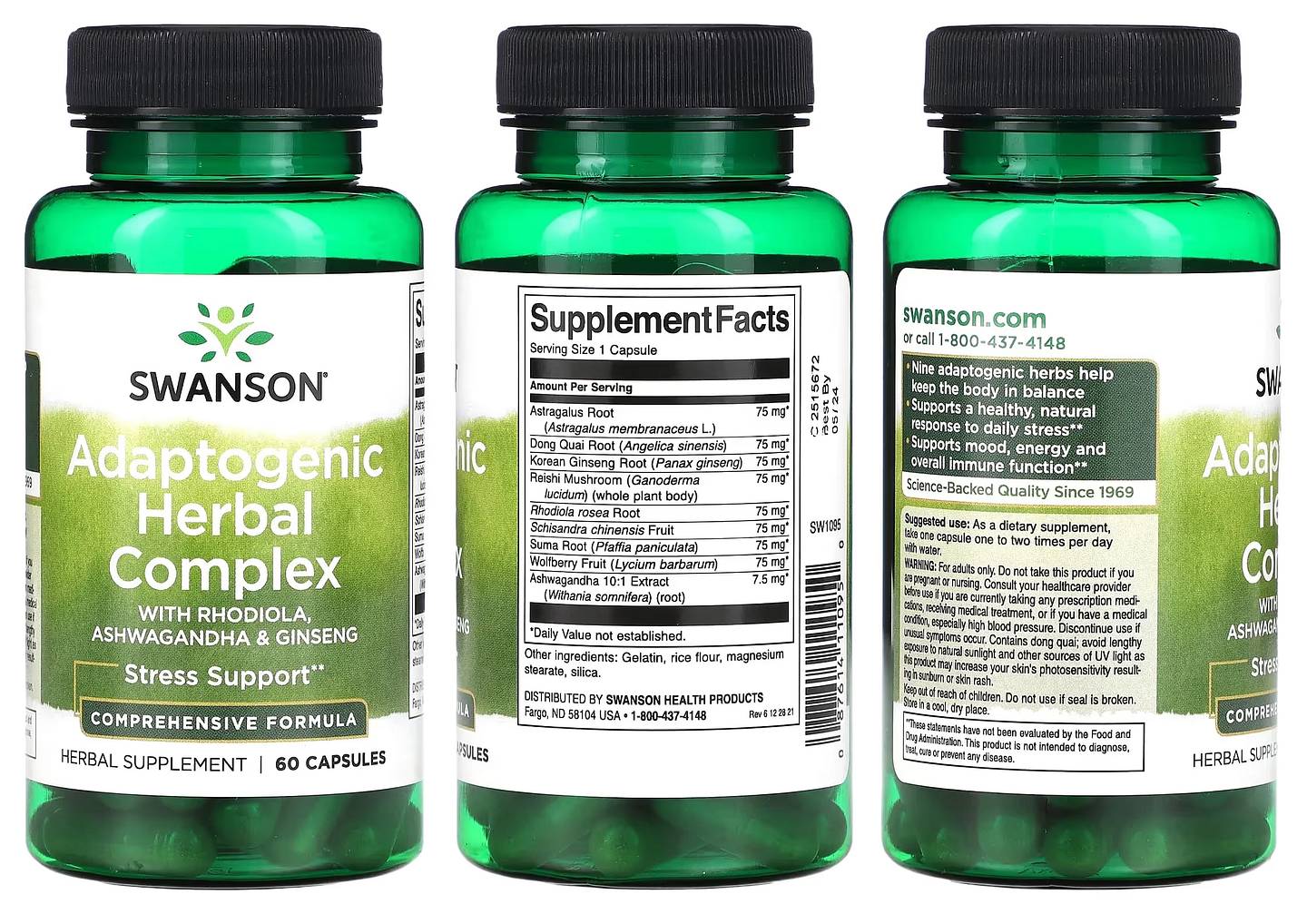 Swanson, Adaptogenic Herbal Complex with Rhodiola packaging