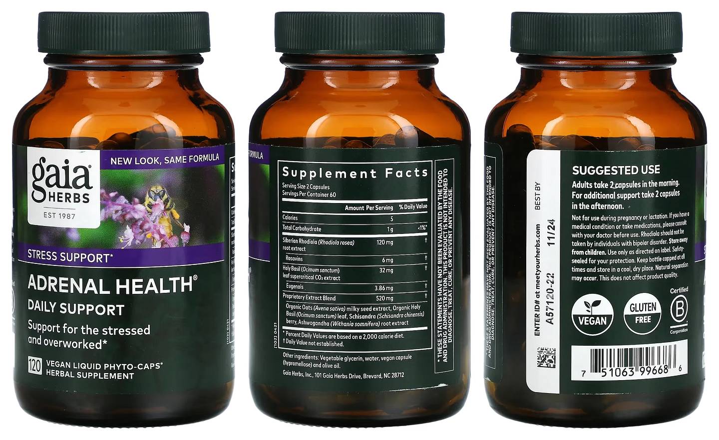 Gaia Herbs, Adrenal Health packaging