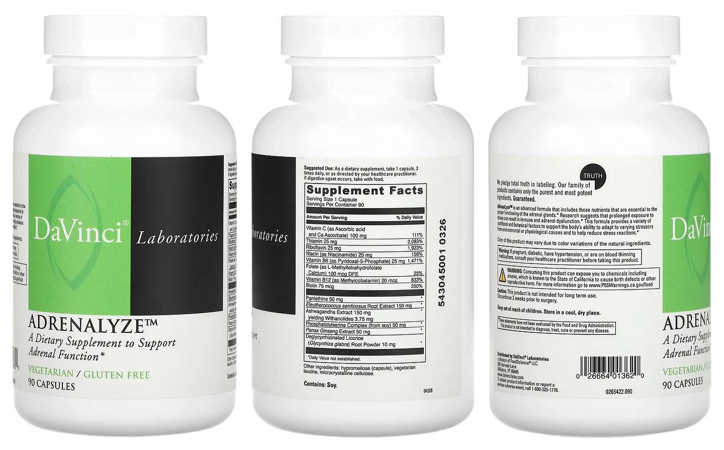 DaVinci Laboratories of Vermont, Adrenalyze packaging