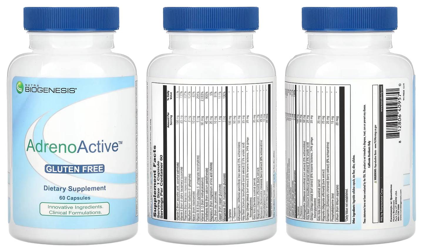 Nutra BioGenesis, AdrenoActive packaging
