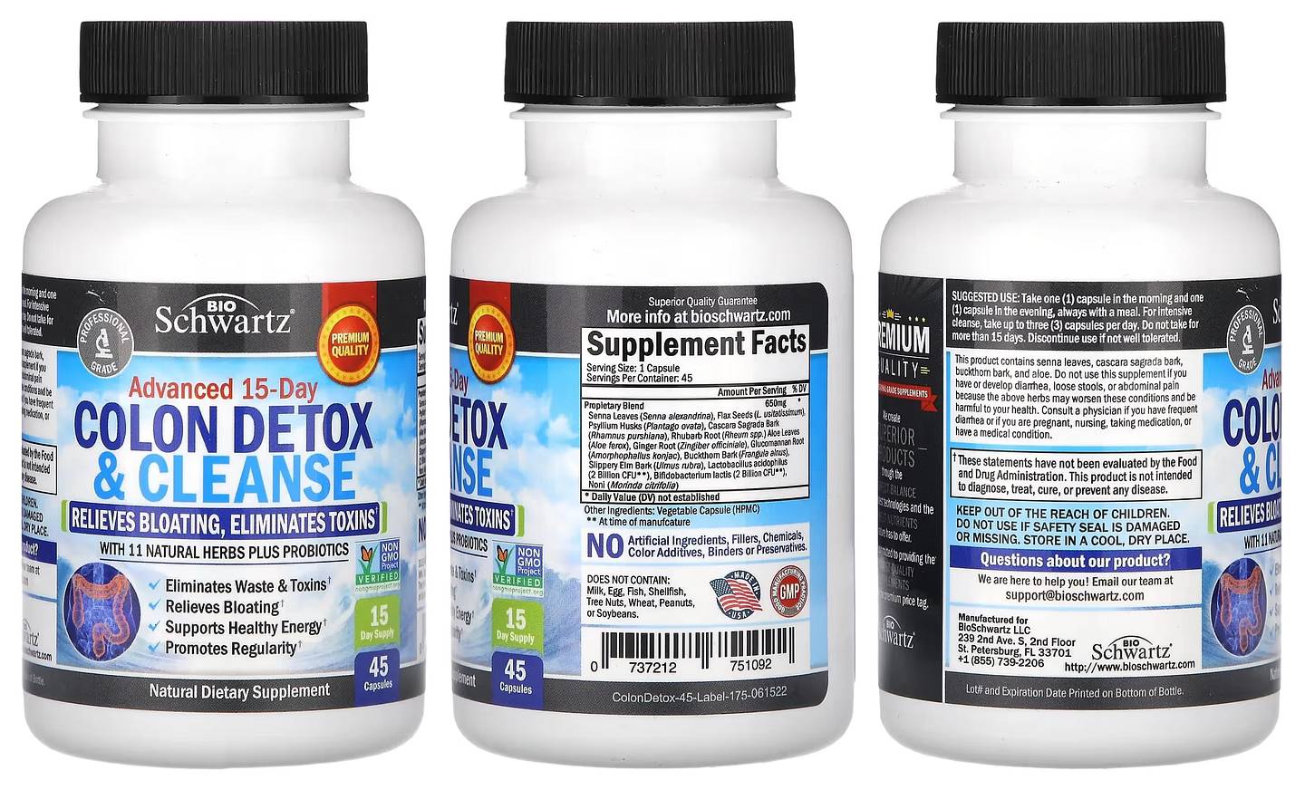 BioSchwartz, Advanced 15-Day Colon Detox & Cleanse packaging