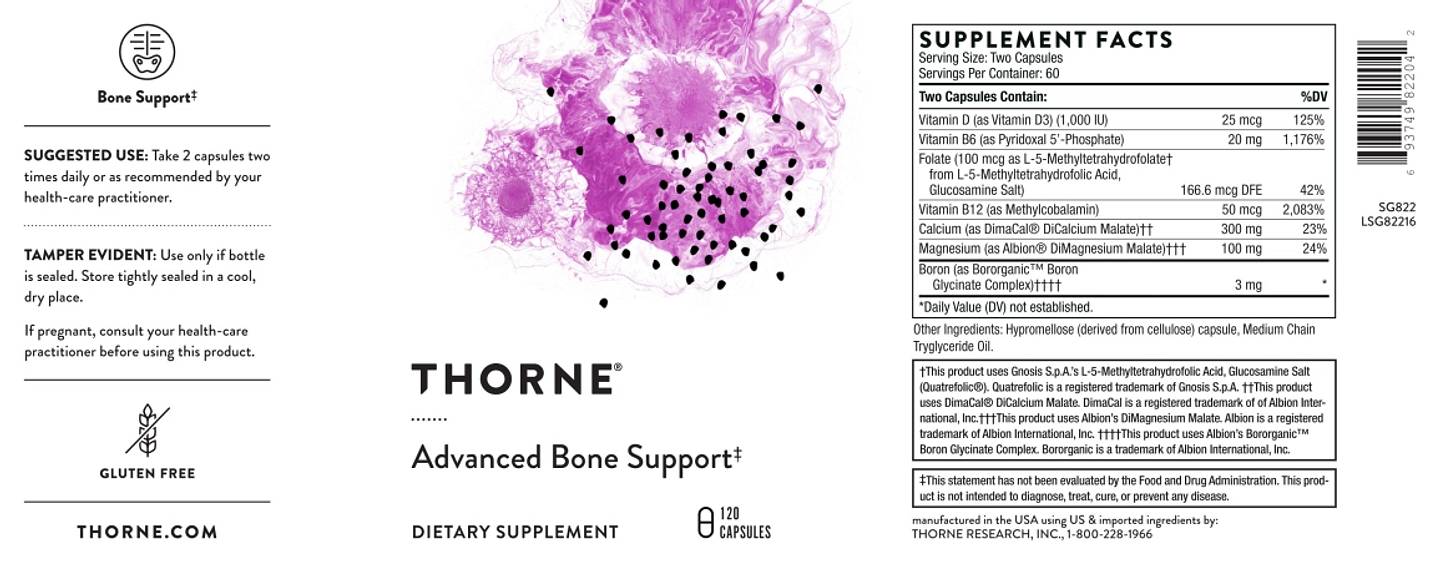 Thorne, Advanced Bone Support label