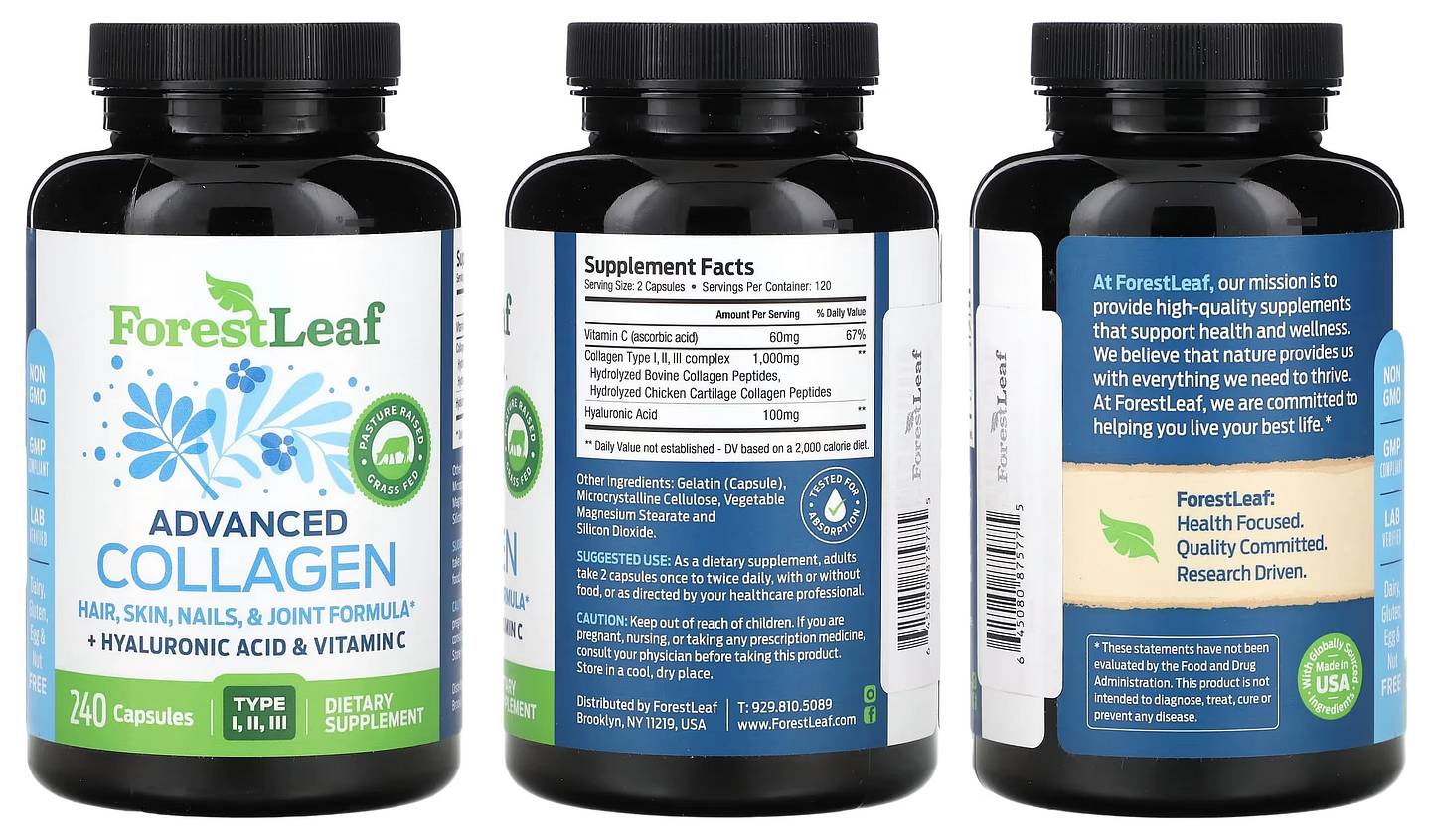 Forest Leaf, Advanced Collagen packaging