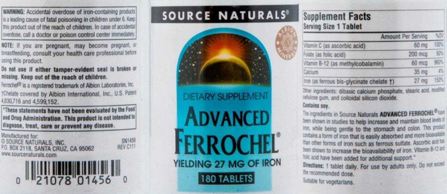 Source Naturals, Advanced Ferrochel label