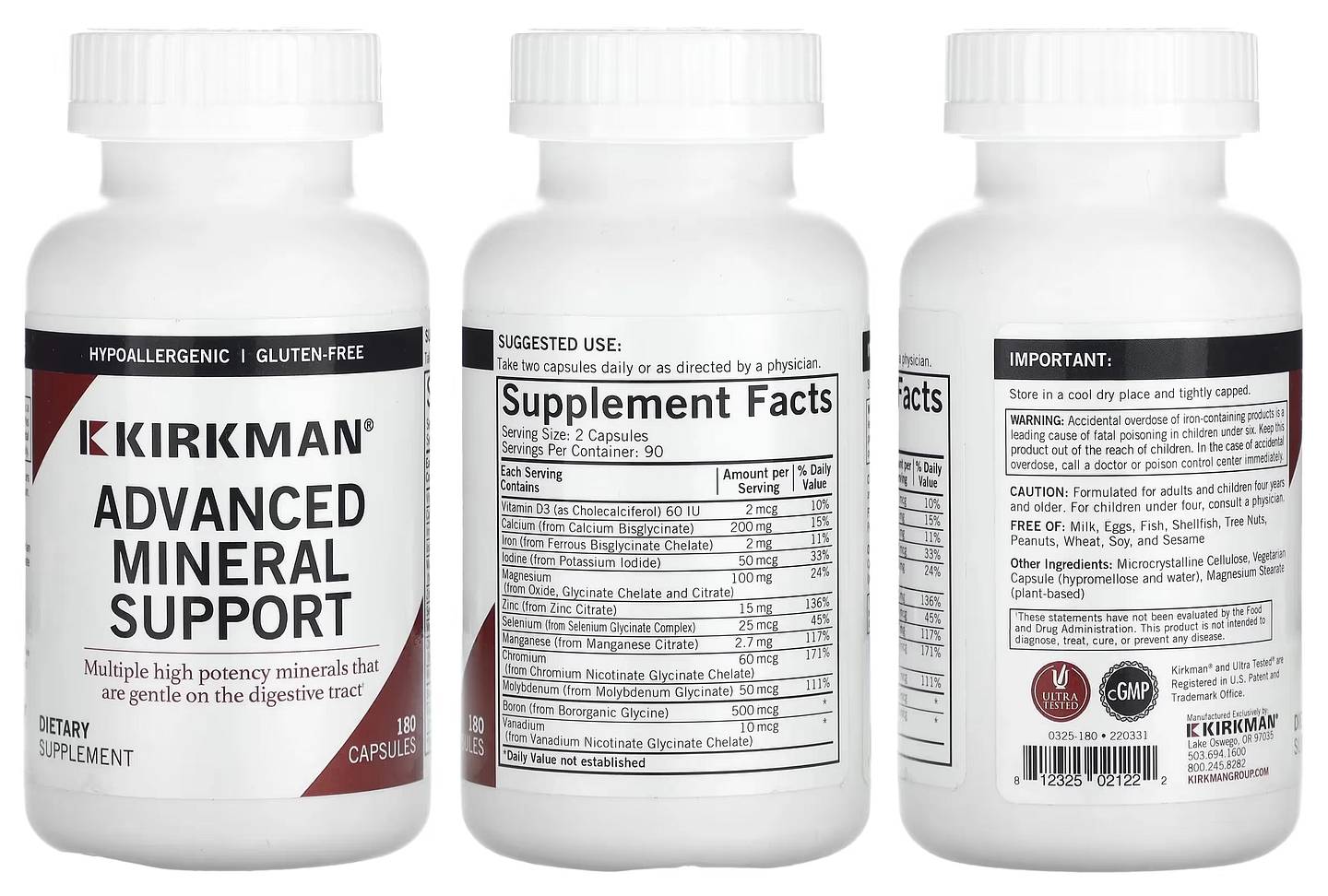 Kirkman Labs, Advanced Mineral Support packaging