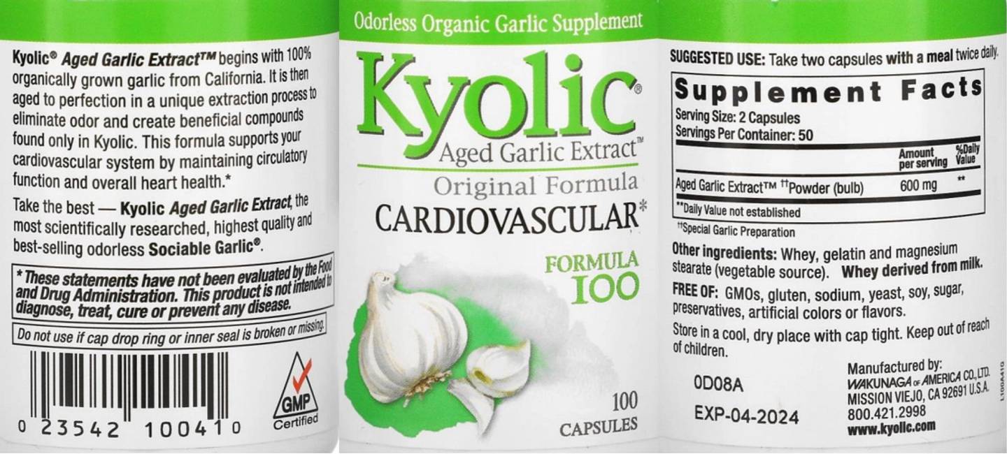 Kyolic, Aged Garlic Extract label