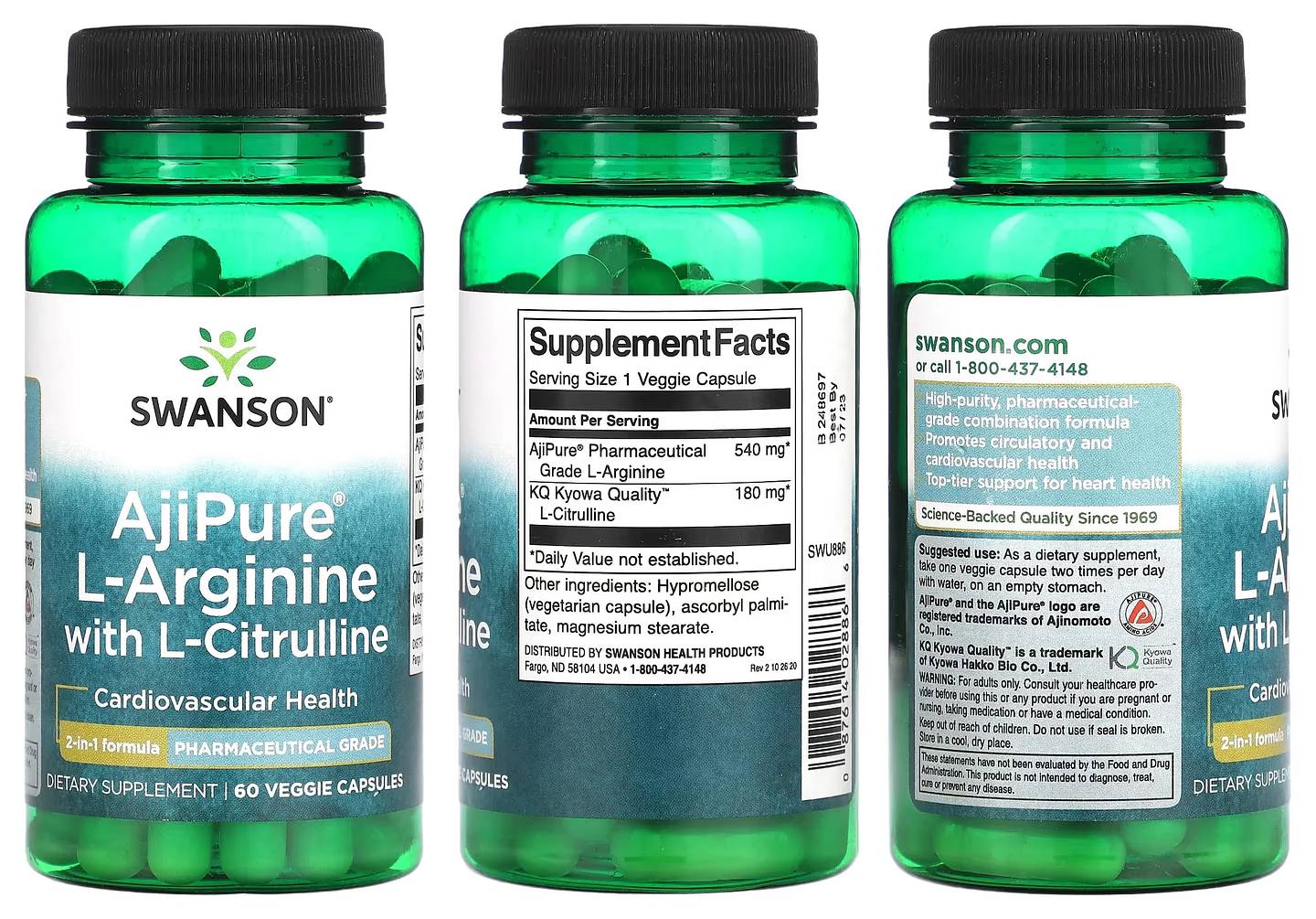 Swanson, AjiPure L-Arginine with L-Citrulline packaging